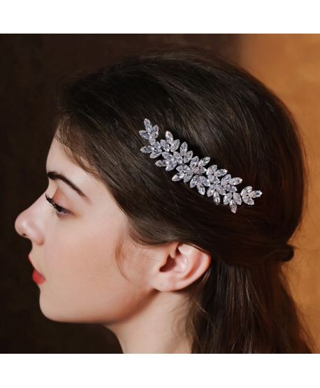 Grzebień ozdobny do włosów srebrny kryształowy