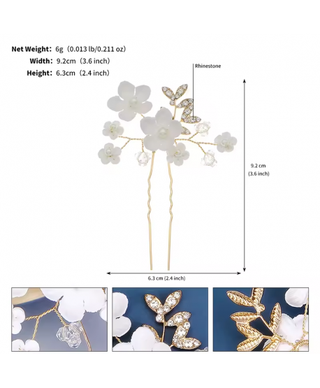 Ozdobna kokówka do włosów białe kwiatuszki