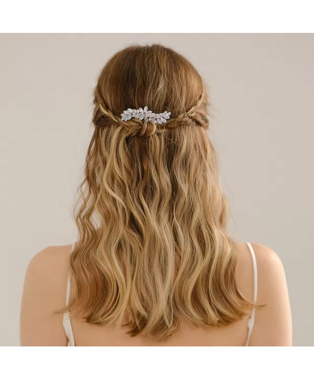 Ozdobna spinka do włosów cyrkonie różowe złoto