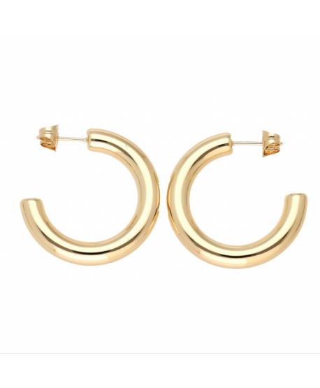 Kolczyki stal kółeczka pompowane złote 4 cm