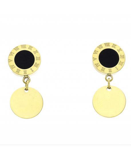 Kolczyki stal wiszące z zegarem i kółeczkiem