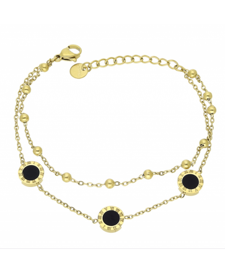 Bransoletka stal podwójny łańcuszek z zegarami