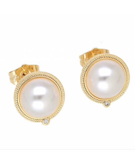 Kolczyki stal perełka z obwódką