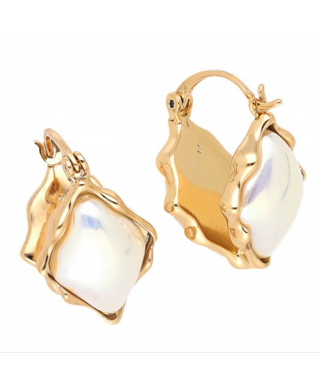 Kolczyki stal romby z masą perłową