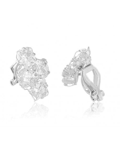Klipsy platynowane srebrne duże cyrkonie