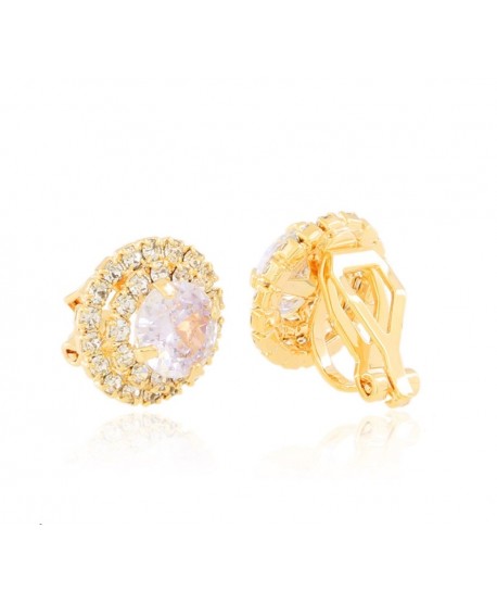 Klipsy złocone okrągłe cyrkonie