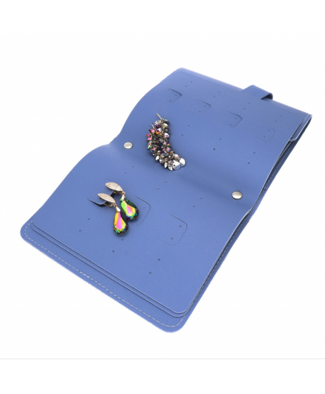 Organizer saszetka na biżuterię na kolczyki niebieska