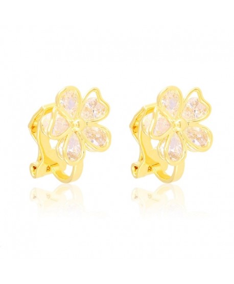 Klipsy stal złote cyrkoniowe kwiatuszki