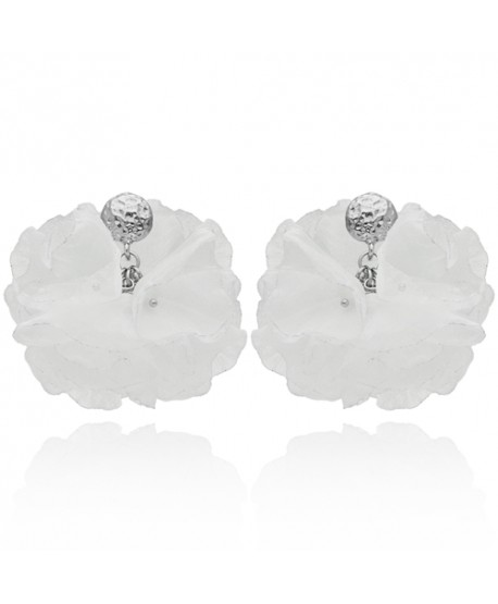 Kolczyki jedwabne białe kwiaty