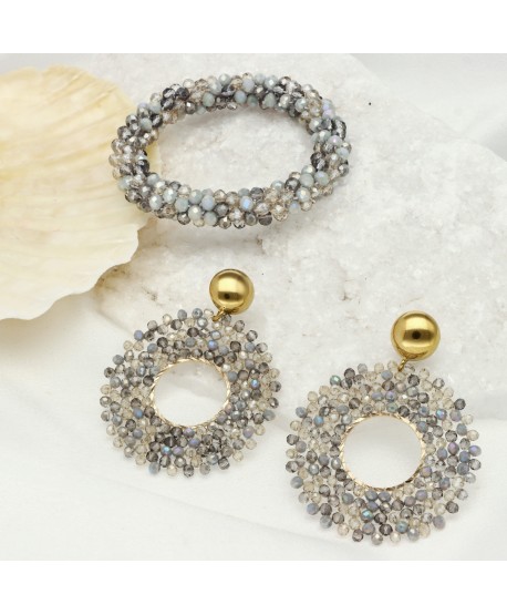 Kolczyki dymione szkło szarości