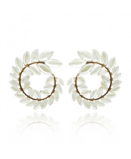 Kolczyki dymione szkło biel śmietanka kłosy