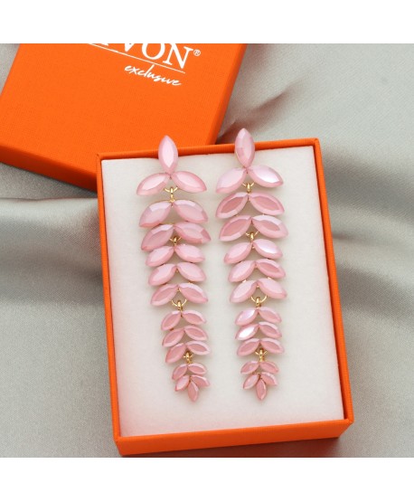 Kolczyki dymione szkło przygaszony róż