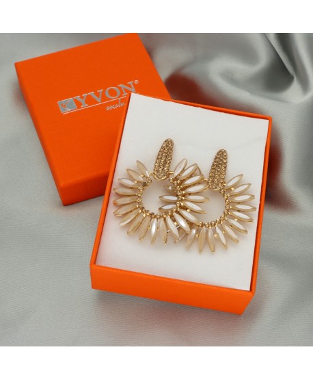 Kolczyki dymione szkło przygaszony beż