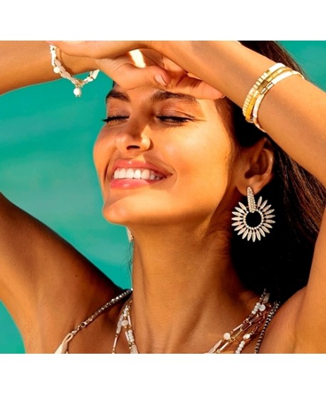 Kolczyki dymione szkło przygaszony beż