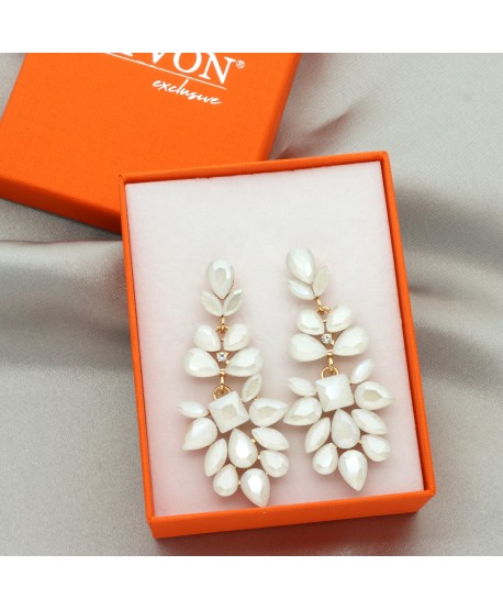 Kolczyki dymione szkło przygaszona biel