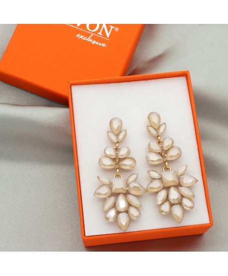 Kolczyki dymione szkło przygaszony beż