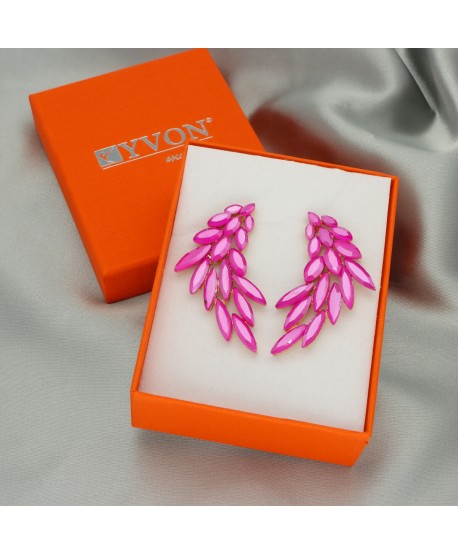 Kolczyki dymione szkło przygaszona fuksja