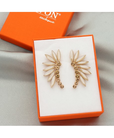 Kolczyki dymione szkło przygaszony beż ważki