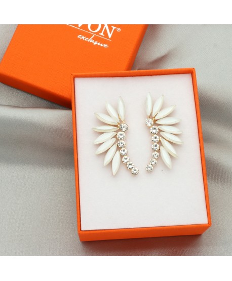 Kolczyki dymione szkło przygaszona biel ważki