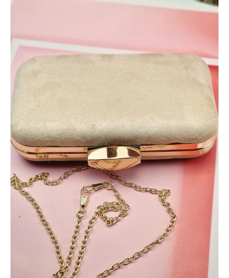 Torebka puzderko zamszowa ciemny beż brzoskwinia