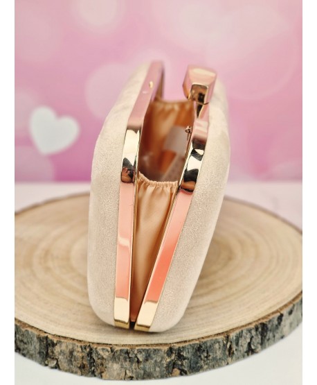 Torebka puzderko zamszowa ciemny beż brzoskwinia