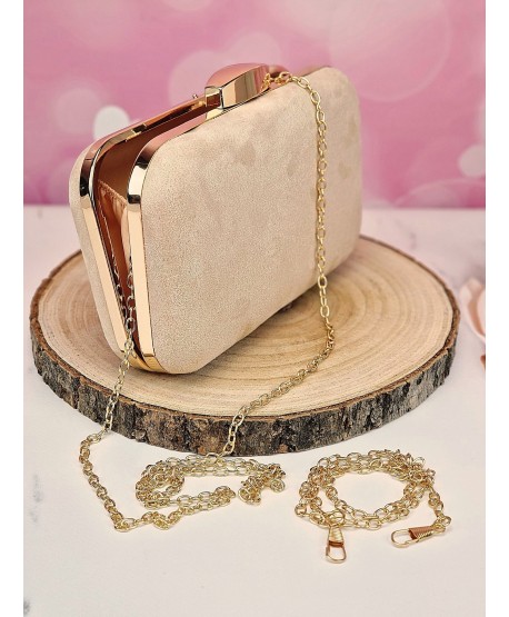 Torebka puzderko zamszowa ciemny beż brzoskwinia