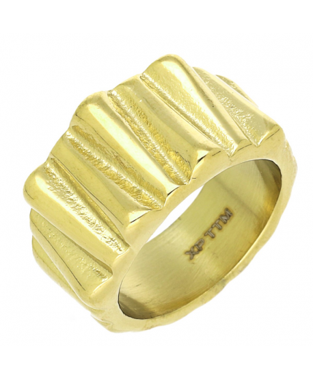 Pierścionek złoty pokaźny stal młotkowana