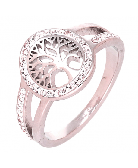 Pierścionek stal srebrny z drzewkiem szczęścia