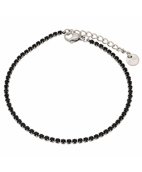 Bransoletka stal srebrna czarne cyrkonie