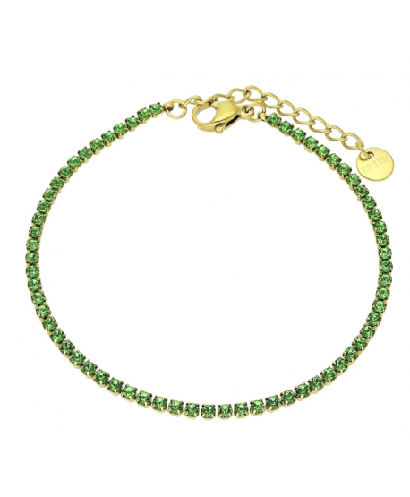 Bransoletka stal złota zielone cyrkonie