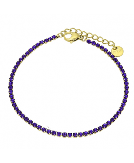 Bransoletka stal złota chabrowe cyrkonie