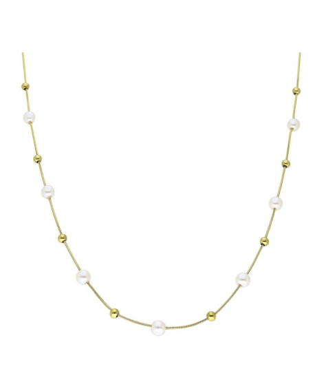 Naszyjnik stal żmijka z perełkami i kuleczkami