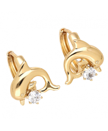 Kolczyki stal kółeczka z delfinkiem i cyrkonią 1,5 cm