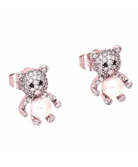 Kolczyki stal misie z perełką