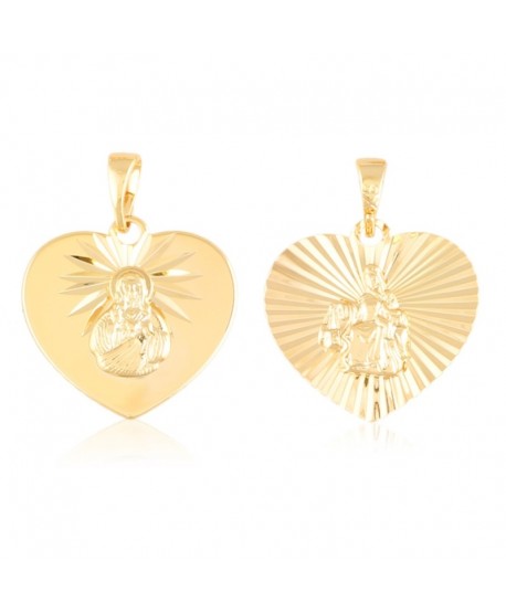 Medalik szkaplerz stal złoty w sercu Jezus Chrystus duży