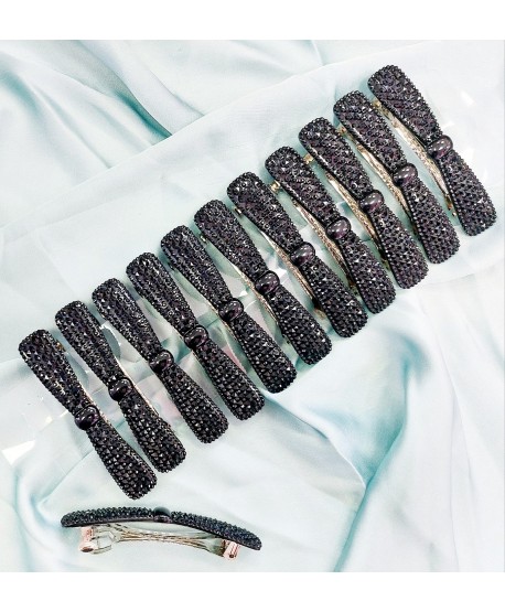 Spinka automatyczna kokardka z kryształkami ozdobna