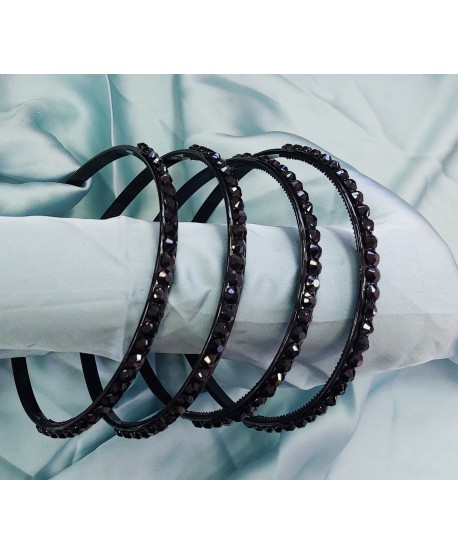 Opaska ozdobna z drobnych kryształków czarna