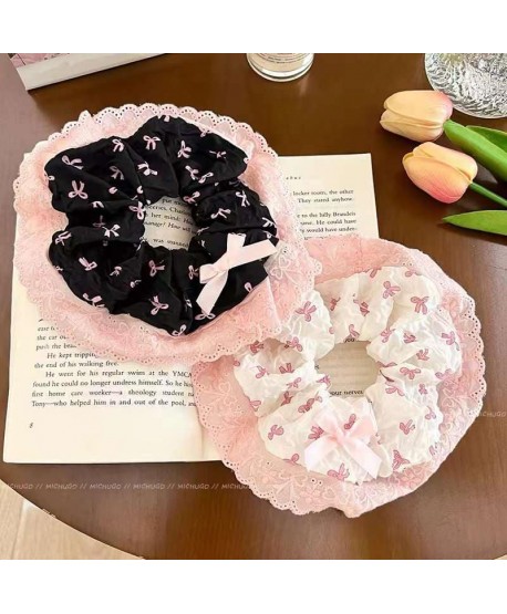 Słodkie scrunchie gumki z falbanką w kokardki
