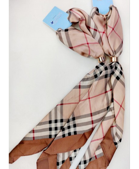 Apaszka w kratkę w odcieniach beżu