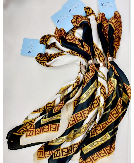 Apaszka z wzorem łańcucha brązy