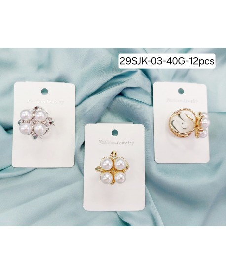 Pierścienie do apaszki z perełkowym kwiatuszkiem złote srebrne