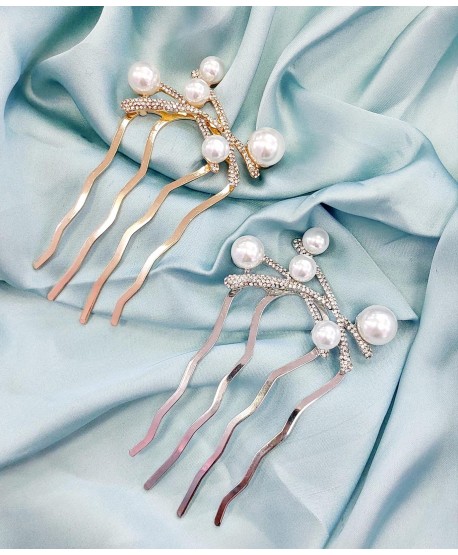 Ozdobne grzebienie do włosów kryształki z perłami