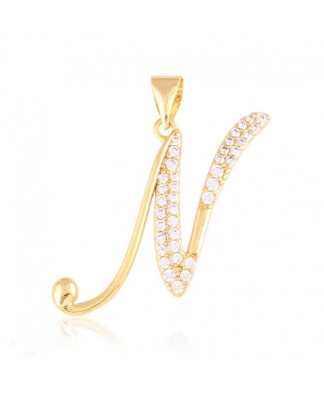 Zawieszka stal literka N z cyrkoniami