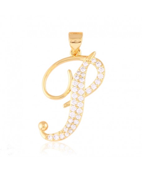 Zawieszka stal literka P z cyrkoniami