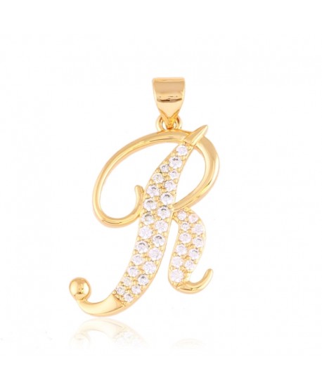 Zawieszka stal literka R z cyrkoniami