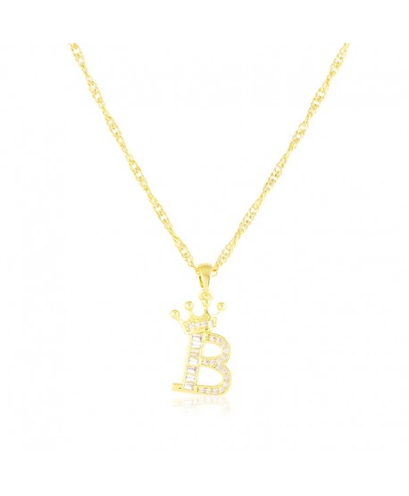 Naszyjnik stal literka B z koroną na łańcuszku