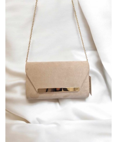 Torebka kopertówka zamszowa beżowy nude