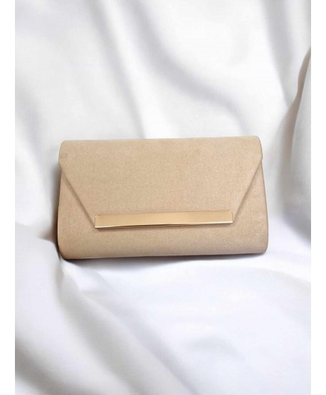 Torebka kopertówka zamszowa beżowy nude