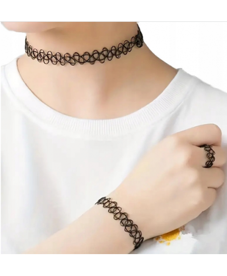 Choker żyłkowy zestaw bransoletka i pierścionek