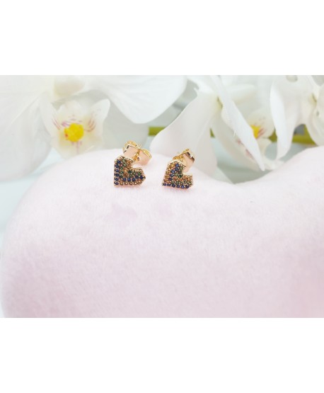 Kolczyki stal kolorowe serca